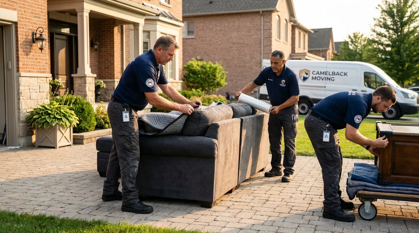 Large estate moving crew wrapping furniture in Northern Cambria, PA