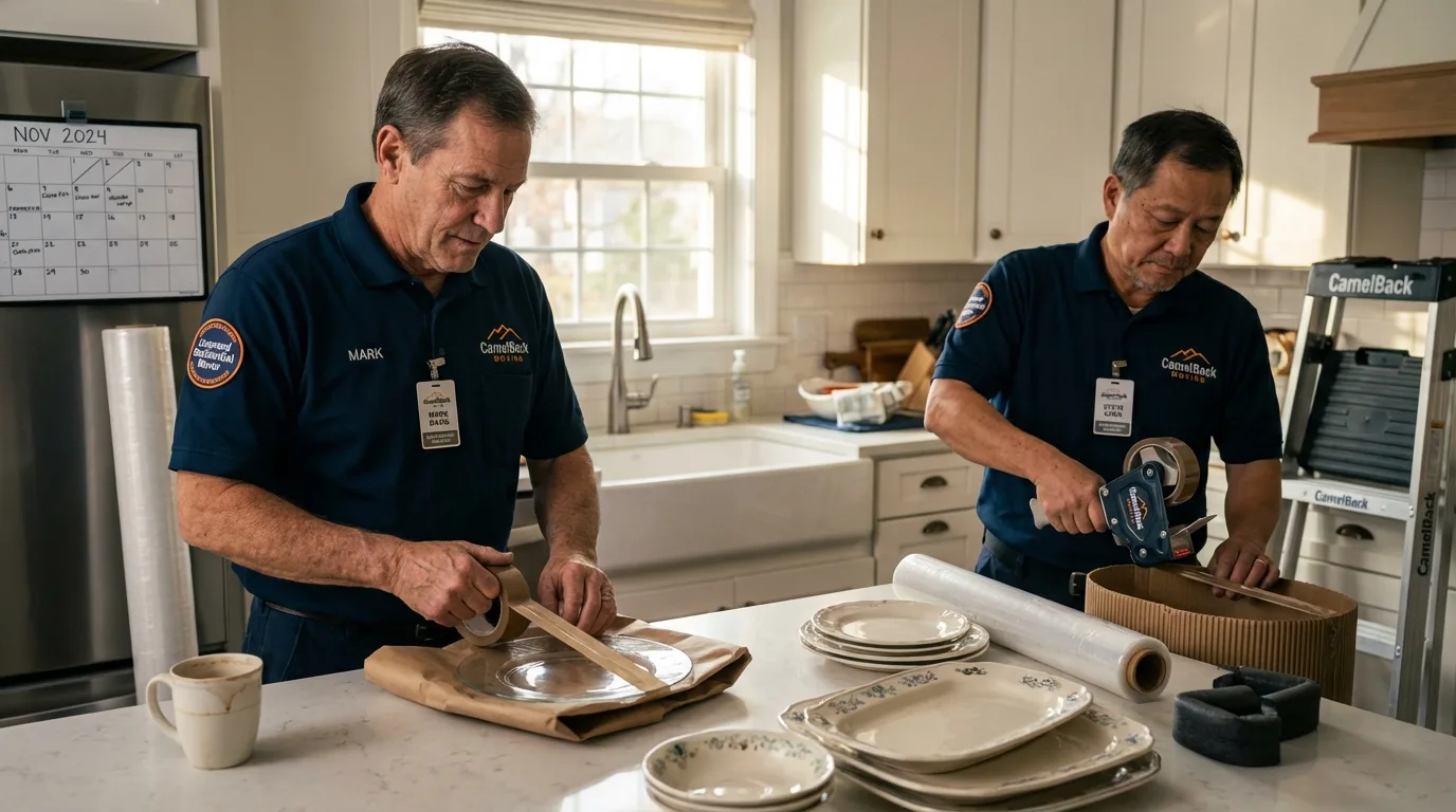 Professional crew packing kitchen dishware in Northern Cambria, PA