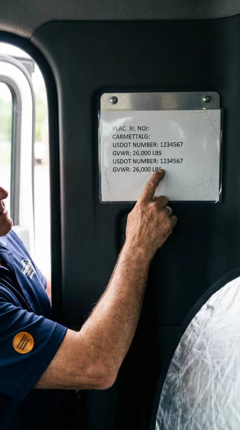 USDOT licensing placard verification in Northern Cambria